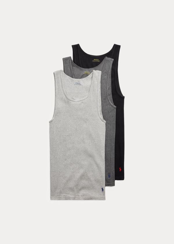 Ralph Lauren Classic Tank 3-Pack Černé Tmavě Šedé Šedé | zP8gM373
