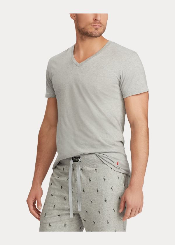 Ralph Lauren Classic V-Neck 3-Pack Šedé Tmavě Šedé Černé | T7gm4dPm