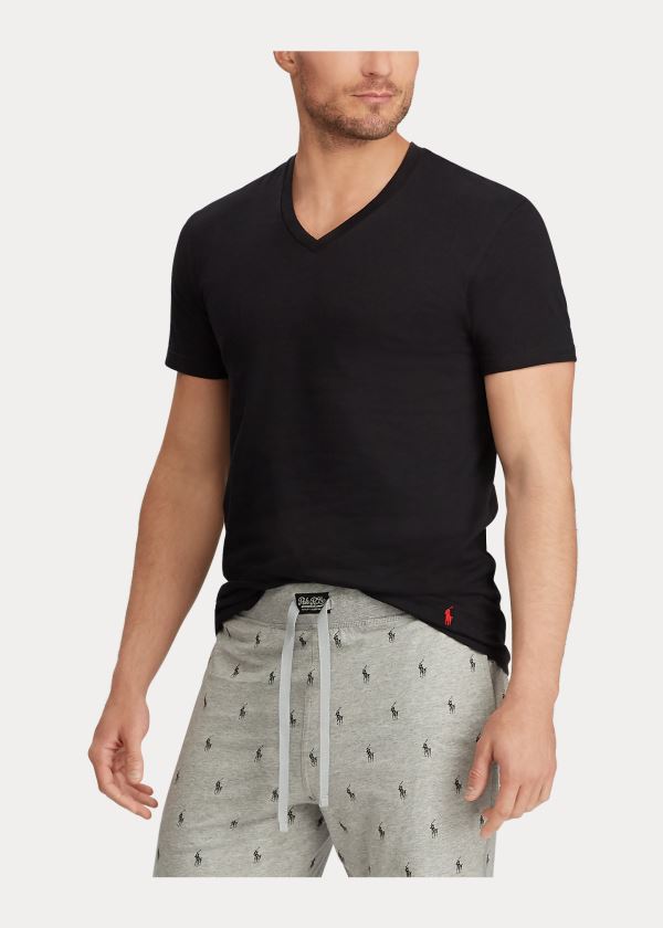 Ralph Lauren Classic V-Neck 3-Pack Šedé Tmavě Šedé Černé | T7gm4dPm
