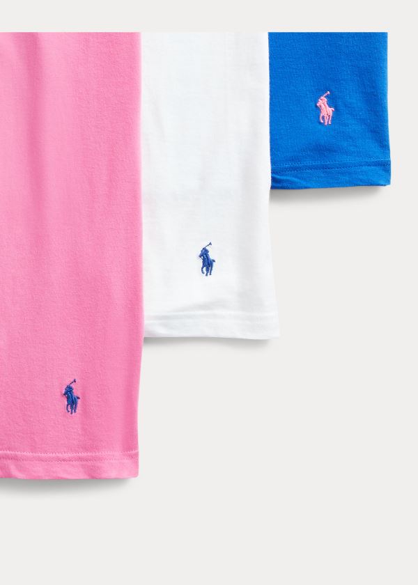 Ralph Lauren Classic Wicking Crew 3-Pack Blankyt Růžové Bílé | JMkP2LRD