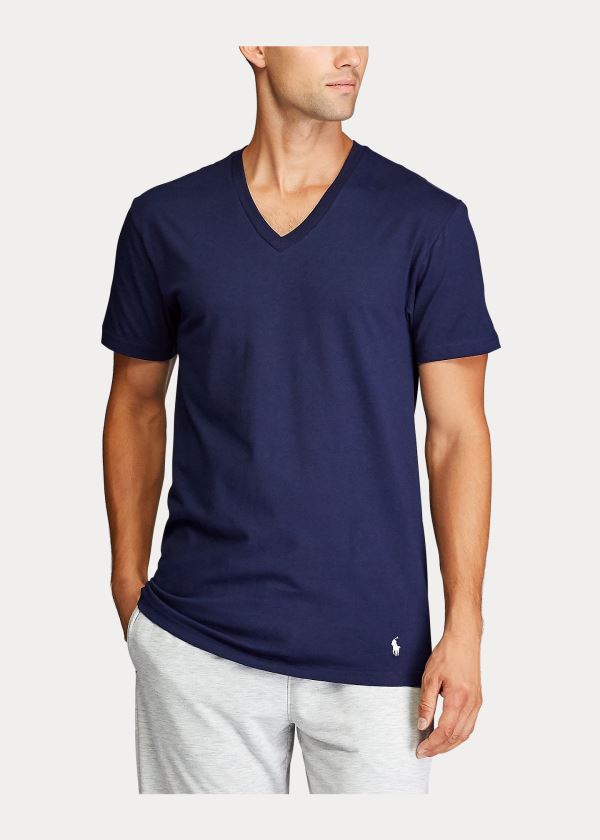 Ralph Lauren Classic Wicking V-Neck 3-Pack Tmavě Blankyt Červené Královská Modrá Blankyt | XNx1XoEV