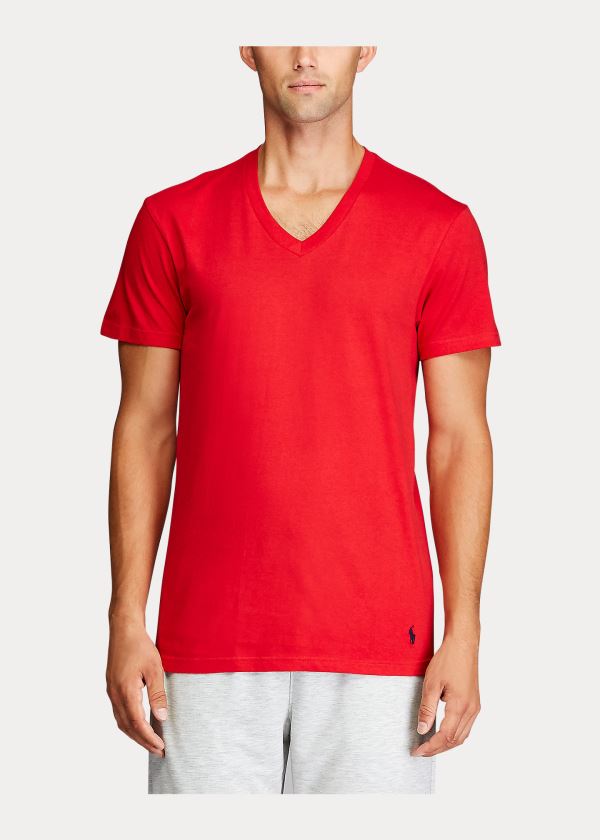 Ralph Lauren Classic Wicking V-Neck 3-Pack Tmavě Blankyt Červené Královská Modrá Blankyt | XNx1XoEV