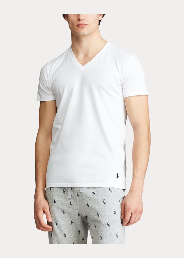 Ralph Lauren Classic Wicking V-Neck 5-Pack Bílé Tmavě Blankyt | moJ72zyC