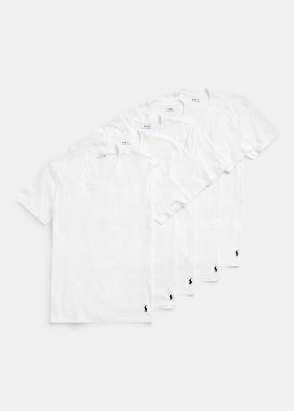 Ralph Lauren Classic Wicking V-Neck 5-Pack Bílé Tmavě Blankyt | moJ72zyC