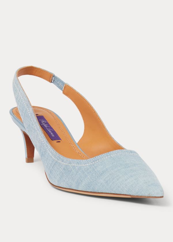 Ralph Lauren Cleo Bavlněné Chambray Pump Blankyt | 6bB7WT23