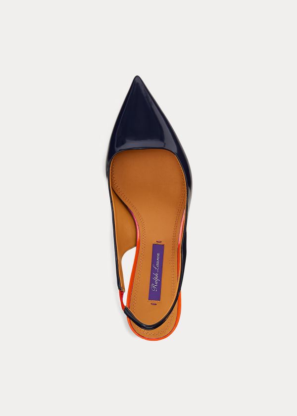 Ralph Lauren Cleo Two-Tone Calfskin Pump Tmavě Blankyt Oranžové | DSYNov4d