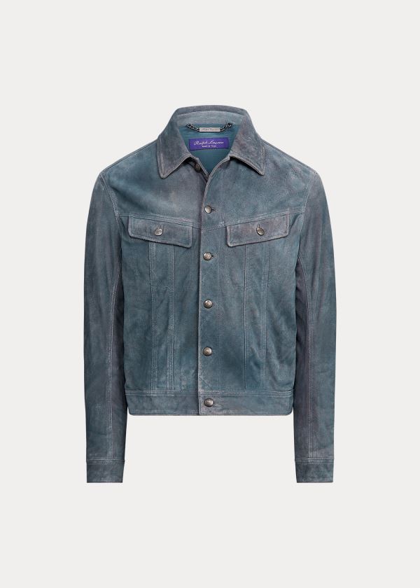 Ralph Lauren Clifton Semišové Trucker Jacket Světle Blankyt | nkDKgmTh