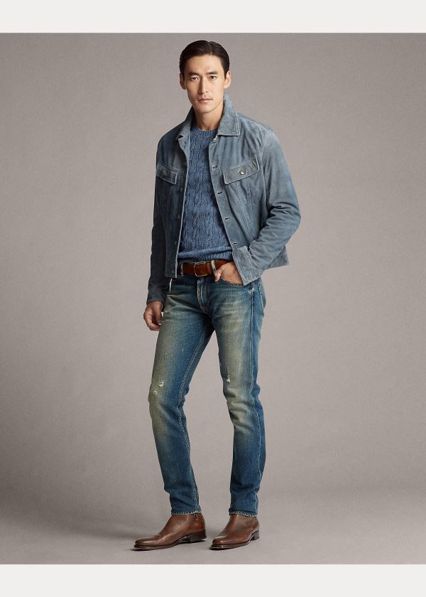 Ralph Lauren Clifton Semišové Trucker Jacket Světle Blankyt | nkDKgmTh