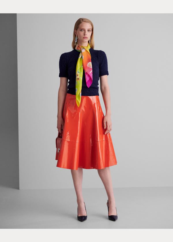Ralph Lauren Clyde Lakovaná Læder Skirt Oranžové | sya76Jbj