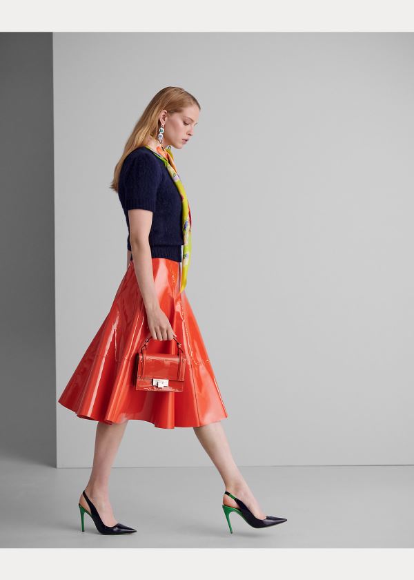 Ralph Lauren Clyde Lakovaná Læder Skirt Oranžové | sya76Jbj