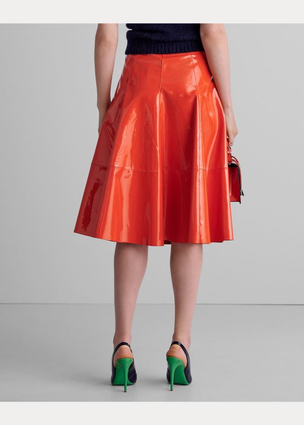 Ralph Lauren Clyde Lakovaná Læder Skirt Oranžové | sya76Jbj