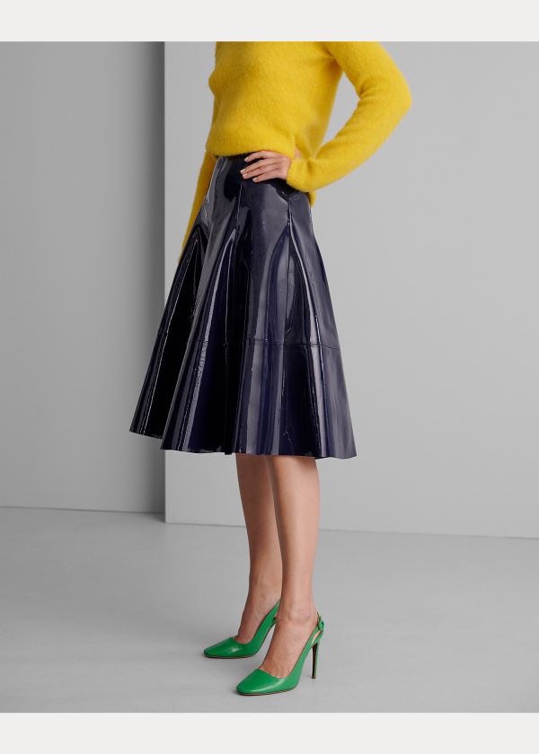 Ralph Lauren Clyde Lakovaná Læder Skirt Tmavě Blankyt | tIpzmJVg