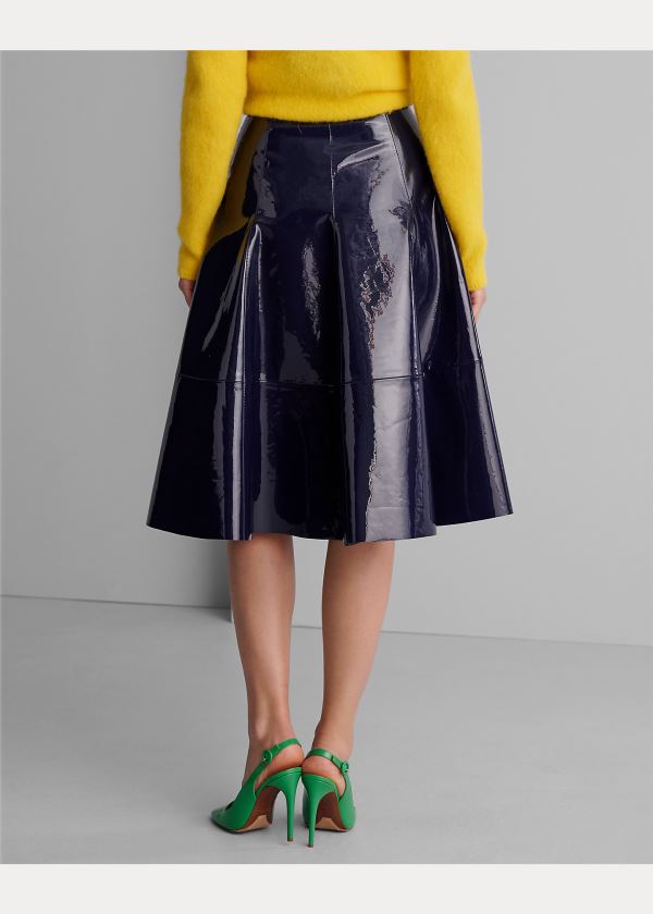 Ralph Lauren Clyde Lakovaná Læder Skirt Tmavě Blankyt | tIpzmJVg