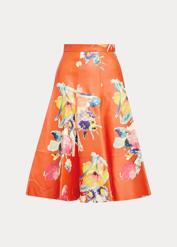 Ralph Lauren Clyde Print Læder Skirt Oranžové Viacfarebný | pFg1uMmg