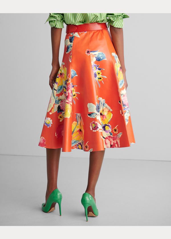 Ralph Lauren Clyde Print Læder Skirt Oranžové Viacfarebný | pFg1uMmg