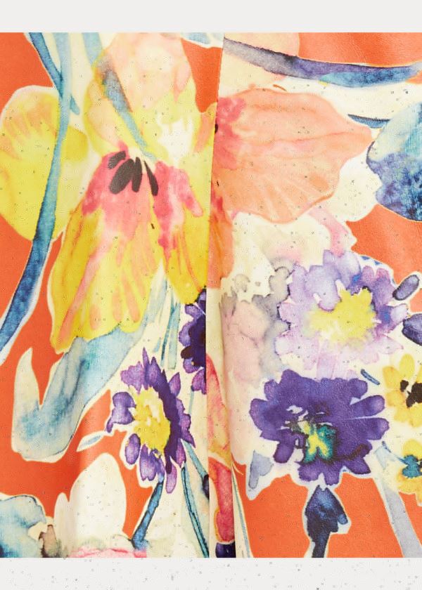 Ralph Lauren Clyde Print Læder Skirt Oranžové Viacfarebný | pFg1uMmg