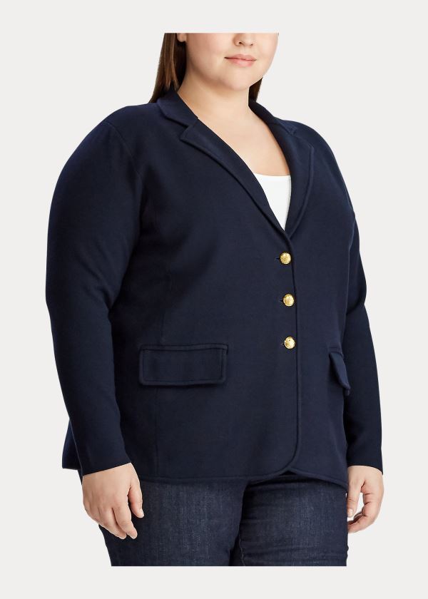 Ralph Lauren Combed Bavlněné Blazer Tmavě Blankyt | Ilcu2JlV