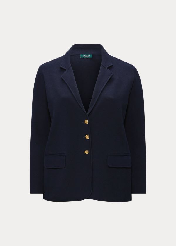 Ralph Lauren Combed Bavlněné Blazer Tmavě Blankyt | Ilcu2JlV