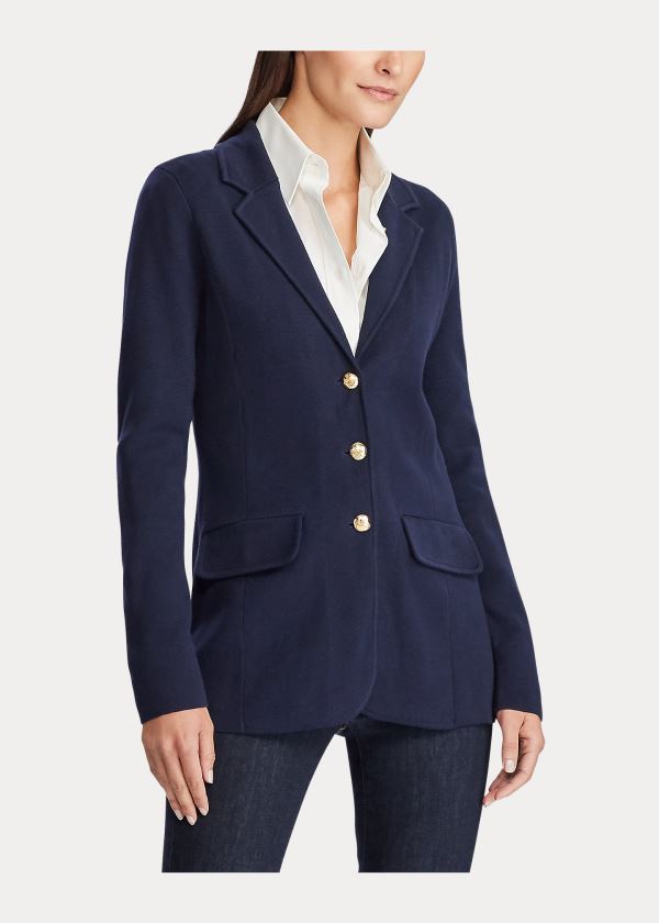 Ralph Lauren Combed Bavlněné Blazer Tmavě Blankyt | PbYdOdTc