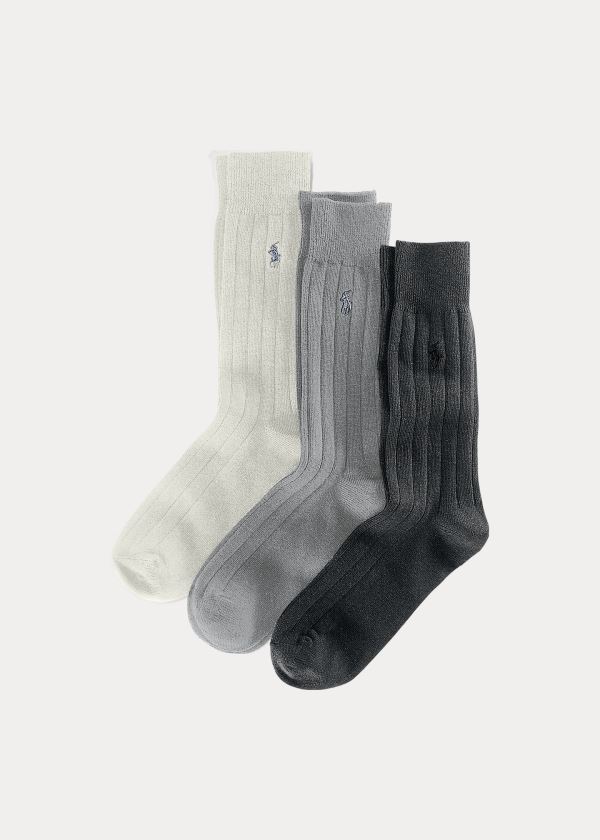 Ralph Lauren Combed Bavlněné Rib Sock 3-Pack Tmavě Šedé | hQ698qJA