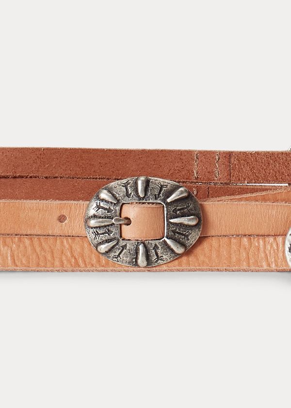Ralph Lauren Concho Læder Wrap Belt Hnědé Stříbrné | 93ZIG0M3