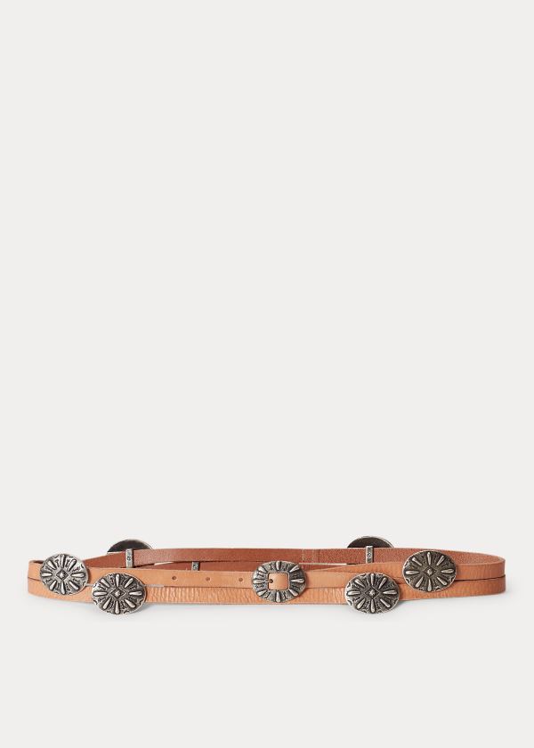Ralph Lauren Concho Læder Wrap Belt Hnědé Stříbrné | 93ZIG0M3