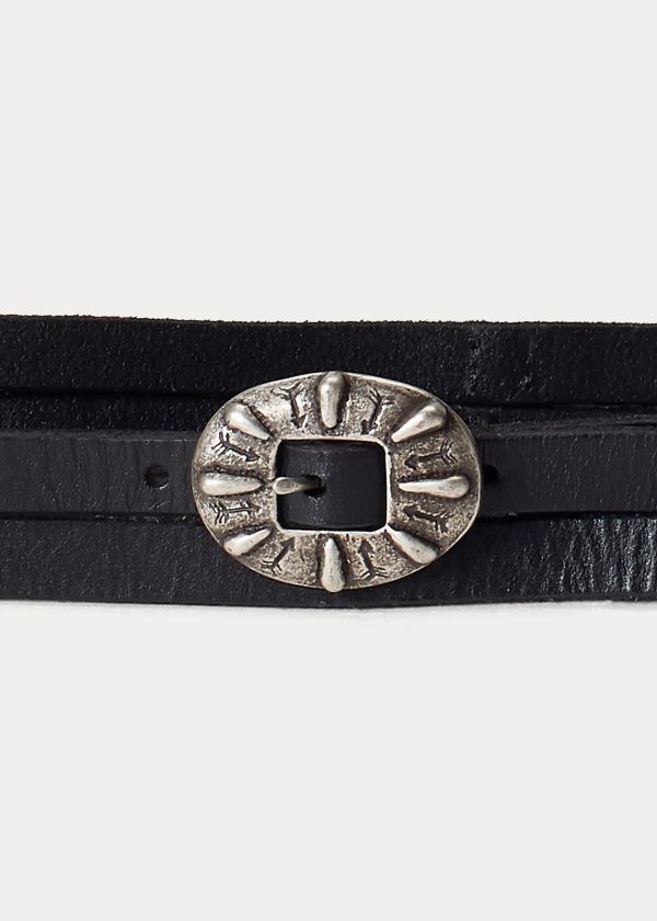 Ralph Lauren Concho Læder Wrap Belt Černé | 3tABkYWF