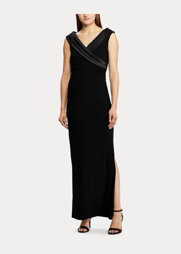 Ralph Lauren Crepe Off-the-Shoulder Gown Černé | Prab5Ncz