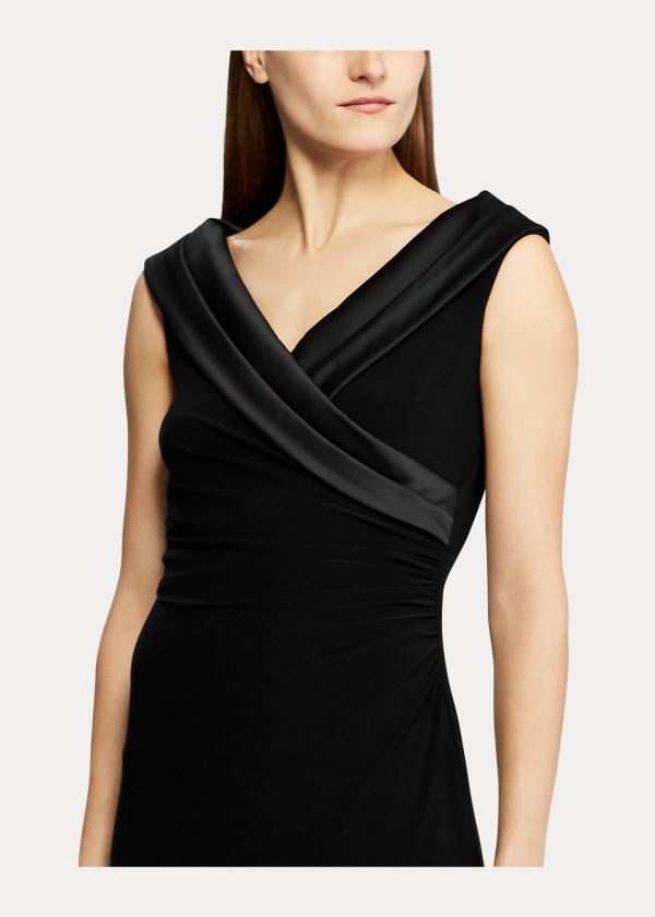 Ralph Lauren Crepe Off-the-Shoulder Gown Černé | Prab5Ncz