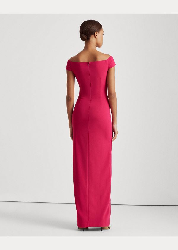 Ralph Lauren Crepe Off-the-Shoulder Šaty Světle Fuchsie | nQze9HNU