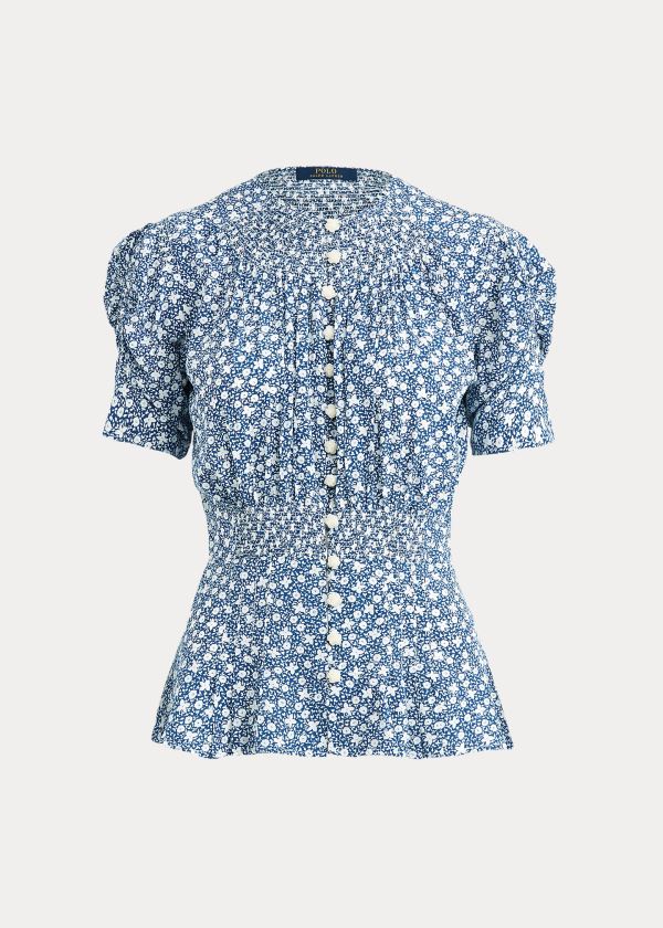 Ralph Lauren Crepe Peplum Blouse Blankyt Bílé | Agu1sGIJ