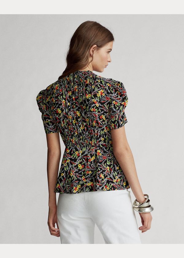 Ralph Lauren Crepe Peplum Blouse Viacfarebný | F6mtJR5v