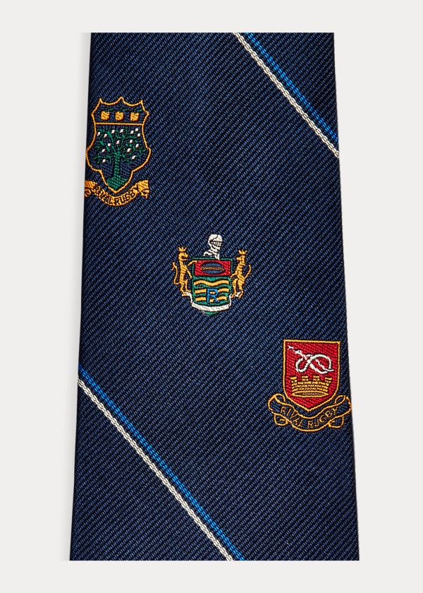 Ralph Lauren Crest Silk Club Tie Tmavě Blankyt | O9gF8Q6Q