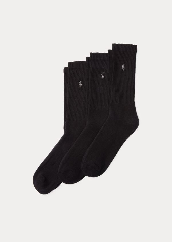 Ralph Lauren Crew Sock 3-Pack Černé | RSXj0KXI