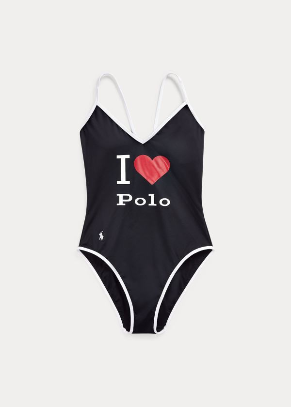 Ralph Lauren Crisscross-Páskové One-Piece Černé | LzUyjxHu