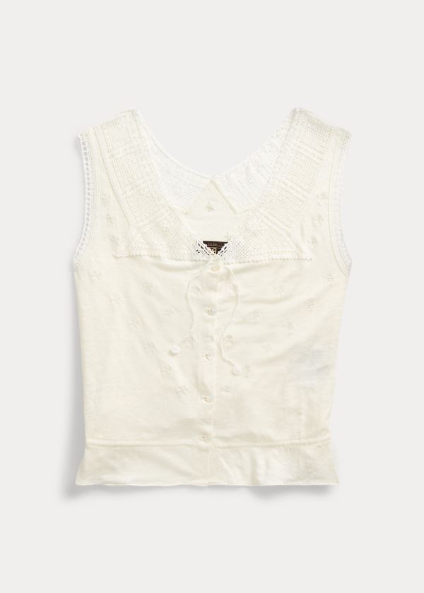 Ralph Lauren Crochet-Trimmed Camisole Bílé | TW9gWo5Q