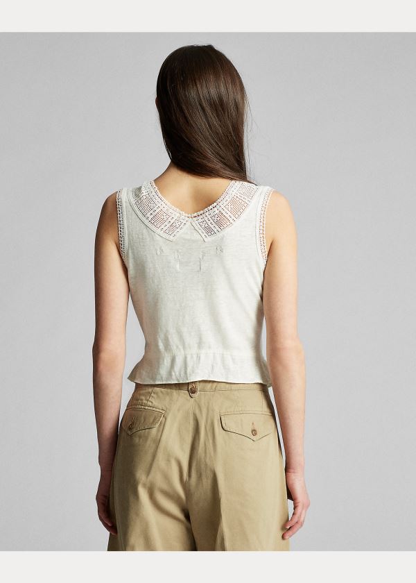 Ralph Lauren Crochet-Trimmed Camisole Bílé | TW9gWo5Q