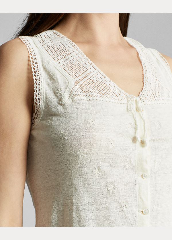 Ralph Lauren Crochet-Trimmed Camisole Bílé | TW9gWo5Q