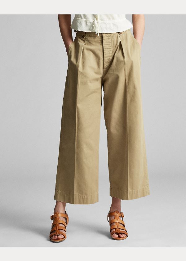 Ralph Lauren Cropped Bavlněné Široké-Leg Pant Hnědožlutý | SpZ5B2Wn