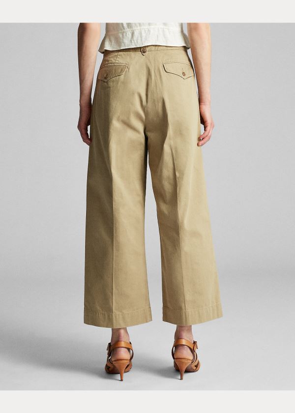 Ralph Lauren Cropped Bavlněné Široké-Leg Pant Hnědožlutý | SpZ5B2Wn