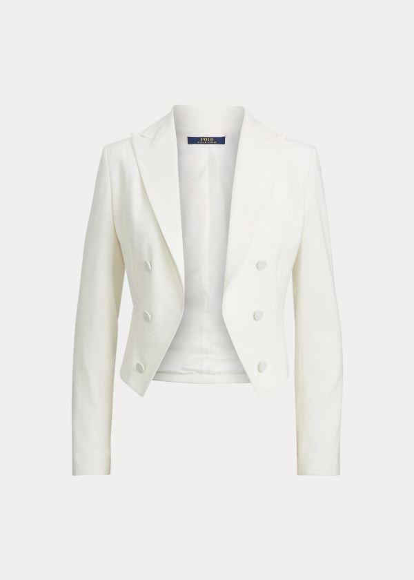 Ralph Lauren Cropped Satin Blazer Krém | sEMNPr3J