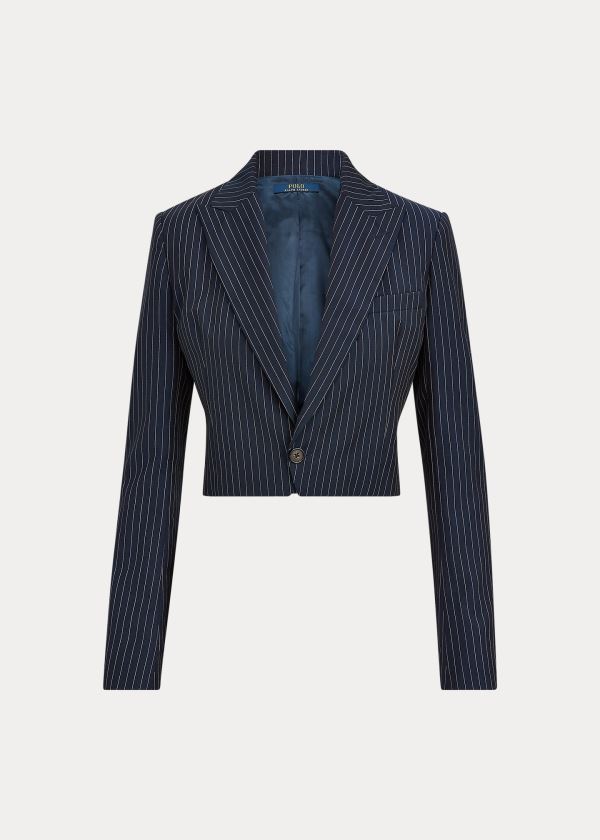Ralph Lauren Cropped Wool Blazer Tmavě Blankyt | OlgwRChq