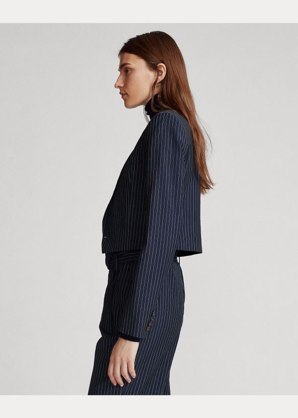 Ralph Lauren Cropped Wool Blazer Tmavě Blankyt | OlgwRChq
