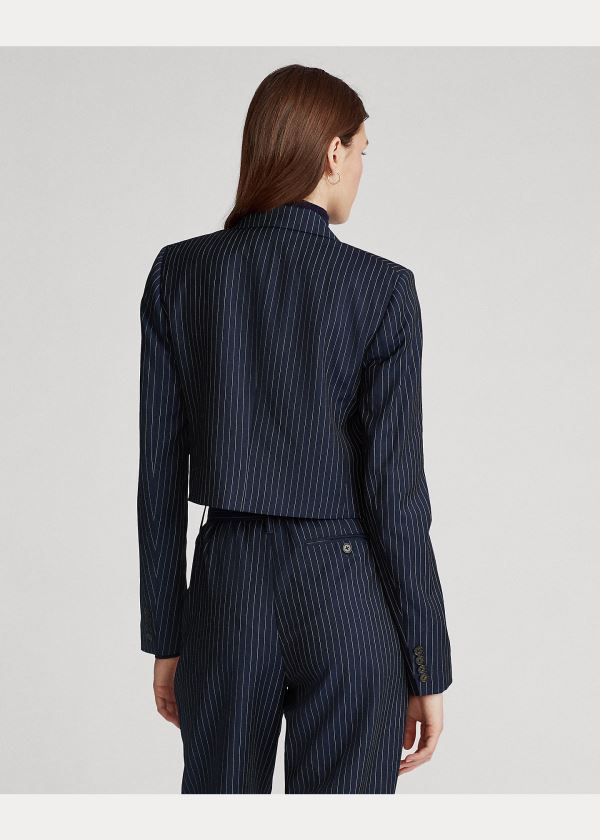 Ralph Lauren Cropped Wool Blazer Tmavě Blankyt | OlgwRChq