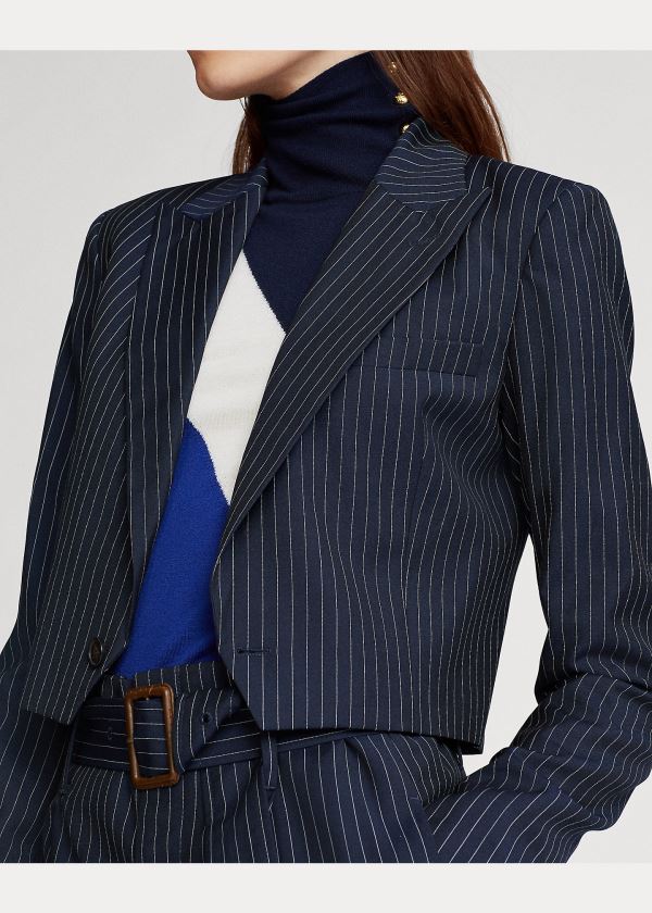Ralph Lauren Cropped Wool Blazer Tmavě Blankyt | OlgwRChq