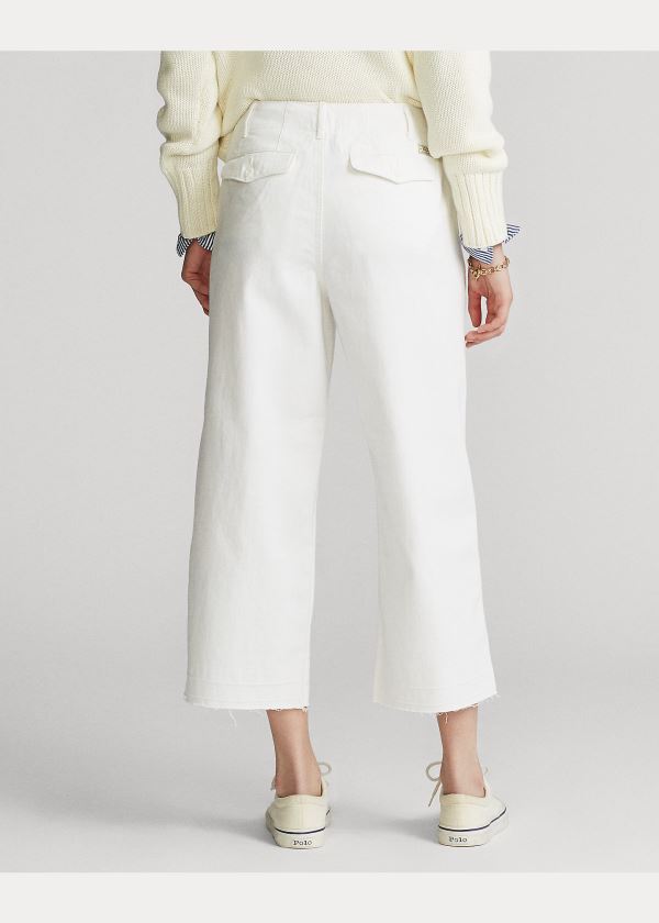 Ralph Lauren Cropped Široké-Leg Twill Pant Bílé | 0OSJxHCh
