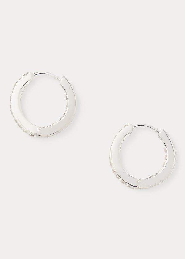 Ralph Lauren Cubic Zirconia Hoop Earrings Stříbrné | viFdc763
