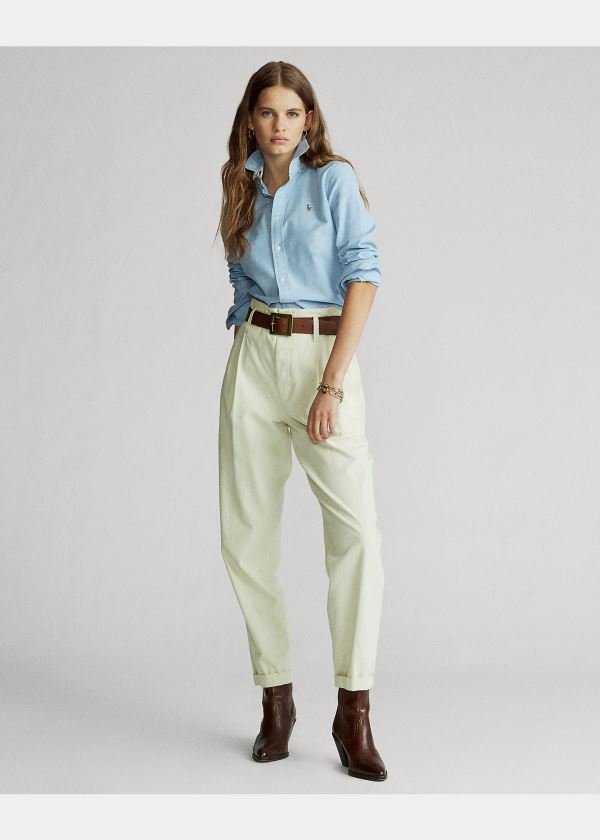 Ralph Lauren Custom Fit Bavlněné Oxford Shirt Blankyt | D37aowzk