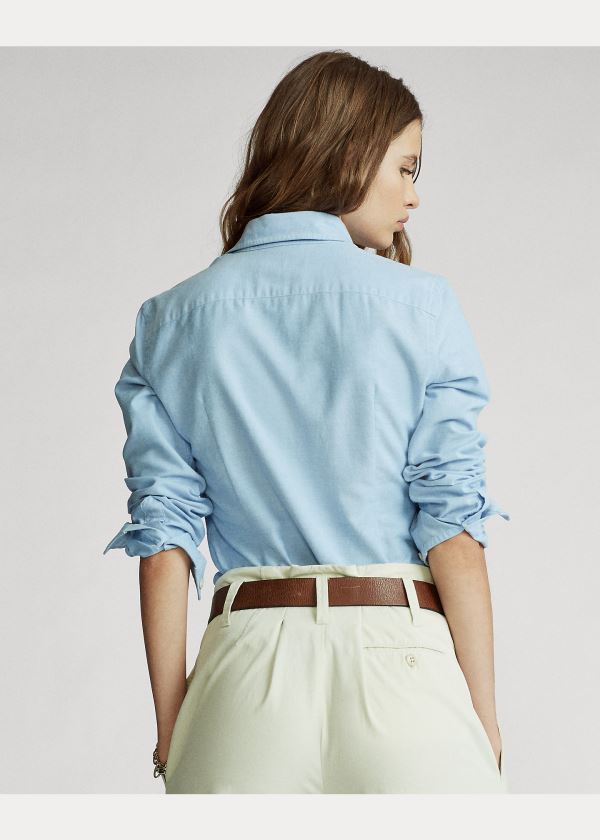 Ralph Lauren Custom Fit Bavlněné Oxford Shirt Blankyt | D37aowzk