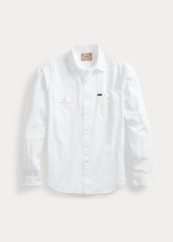 Ralph Lauren Custom Fit Bavlněné Workshirt Bílé | WtR22SdG